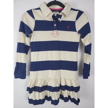 Joules Rugby Ruffle Dress Girls 9-10 Years Navy Cream Striped Long Sleev... - $15.83