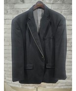 Calvin Klein Black Macy&#39;s 44R Men Wool Silk Cashmere Zip botton work casual - $32.99