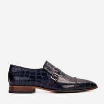 Vinci The Strat Single Monk Strap Cap Toe Navy Leather Handmade Men Shoe image 8