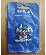 Patch it Up Iron on Applique - Black &amp; White Fluffy Dog 1” Badge - £10.27 GBP
