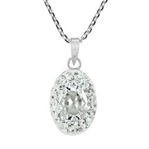 Pretty Shimmering Framed Clear Cubic Zirconia Sterling Silver Pendant Necklace - $12.46