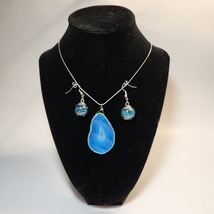 Blue Agate Necklace and Earrings Set - $8.00