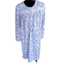 Moon Beams Nightgown Long Purple Floral Print Warm Soft and Warm, Size L - $14.84