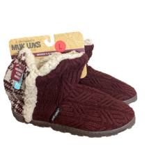 Muk Luks Slippers Boots Women Sz L 9-10 Cable Knit Fur Lined Booties Mem... - $18.88