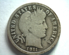 1911 Barber Dime Very Good+ Vg+ Nice Original Coin From Bobs Coins Fast Shipment - £5.90 GBP