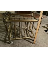 Vintage Mid Century  Rolling Brass Magazine Rack - $122.24 CAD