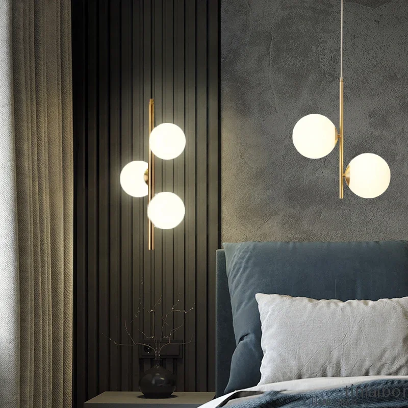 Pendant light nordic designer creative acrylic ball g9 hanging lamp bedside chandeliers thumb200