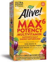 Nature&#39;s Way Alive! Max6 Potency Multivitamin, Whole Body Nutrition, High Potenc - £22.37 GBP