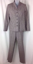 Vintage PENDLETON Glen Check Plaid Pant Suit Gray Sz 6 / 8 Wool Career Jacket - £40.34 GBP