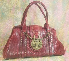 Botkier Wine Red Leather Brass Speedy Doctor Stud Shoulder Bag Purse - £44.19 GBP