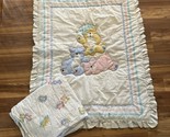 Vintage Toddletime Handmade Sleeping Three Bears Baby Crib Sheet &amp; Comfo... - £128.37 GBP