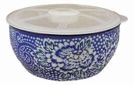 Ming Style White Blue Floral Design Ceramic Meal Lunch Storage Bowl With... - $22.99