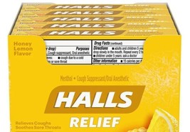 Halls Honey Lemon Cough Drops / Pastillas Sabor Miel - Box Of 12 Rolls Free Ship - £13.54 GBP
