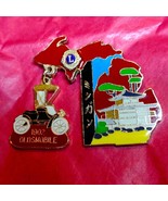 Old vintage Lions club pin from Japan with dangling 1902 Oldsmobile Car~... - £19.46 GBP