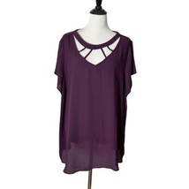 Torrid Georgette Cage Detail Blouse Purple Plus Size Women’s Top Size 3 3X - $27.72