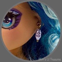 Pretty Purple Swirl Shape Pearl Dangle Doll Earrings • 10-12” Doll Jewelry - £3.92 GBP