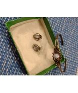 Vintage Silver Plate Tone Bracelet Earring Set MOP / Opal? SkyMall  - $25.00