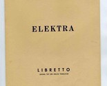 ELEKTRA Metropolitan Opera Libretto Hugo Von Hofmannsthal - $24.72