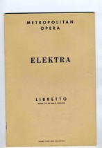 ELEKTRA Metropolitan Opera Libretto Hugo Von Hofmannsthal - £19.42 GBP