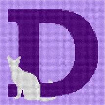 Pepita Needlepoint Canvas: Letter D Grey Cat, 7&quot; x 7&quot; - £39.38 GBP+