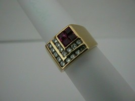 Men&#39;s 1/2 ct Pink Sapphire &amp; Diamond 14k Yellow Gold Finish Silver Pinky Ring - £89.33 GBP