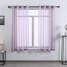 Donren Lavender Purple Luxury Textured Sheer Window Panel Curtains Grommet Top - £29.71 GBP