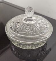 Avon Crystalique Lidded Candy Nut Trinket Dish Embossed Floral Pattern V... - $7.91
