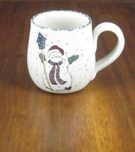 Hand Thrown Christmas Snowman Coffee Cup/Mug Birdhouse Mittens Scarf Fro... - £16.22 GBP