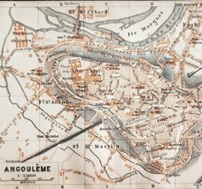 Map Angouleme Southern France Rare 1914 Lithograph WW1 Street Mini Sheet DWAA20A - £31.63 GBP