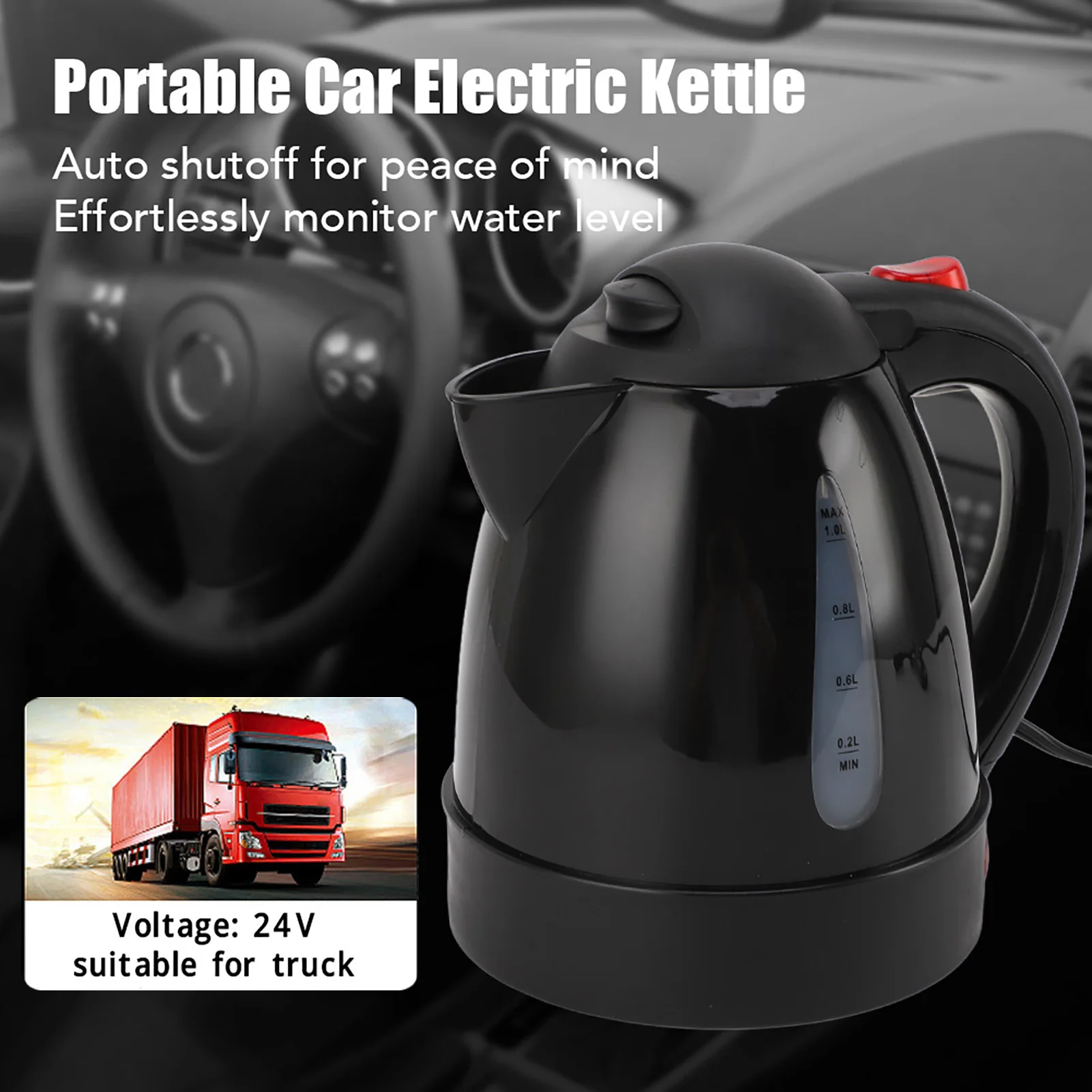 250W Portable Car Electric Kettle with Cigarette Lighter Road Trip 24V Truck - £31.66 GBP+