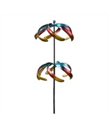 Celestial Wind Spinner Dual Spinners 60&quot; High Iron Double Pronged Garden... - £54.50 GBP