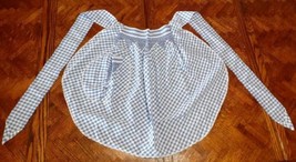  Blue &amp; White Gingham with Stitch Design Half Apron - With Pocket, Handmade - $11.64