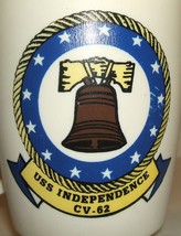 plastic coffee mug: USN US Navy USS Independence CV-62 - $15.00