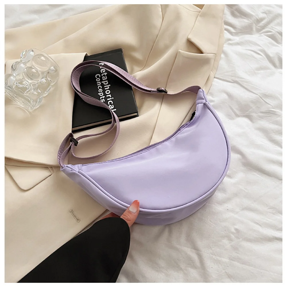 Solid Nylon Messenger Bag Women&#39;s New Trendy Dumpling Bag Lightweight Sm... - $15.97