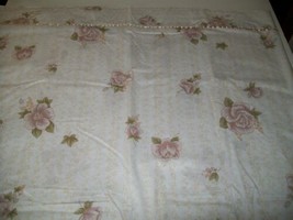 Brown Roses Floral Twin Single Bed Flat Sheet Satin Ribbon Trim Material Fabric - £7.50 GBP