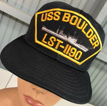 VTG Naval Ship LST-1190 USS Boulder Snapback Mesh Baseball Hat Cap - £16.78 GBP