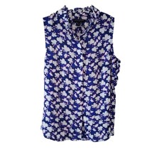 Banana Republic Blue and White/Pink Tinge Floral Sleeveless Blouse - £9.91 GBP