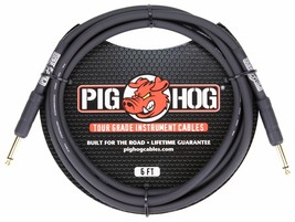 Pig Hog Tour Grade 6 ft Instrument Cable 1/4 Inch to 1/4 Inch - £26.72 GBP