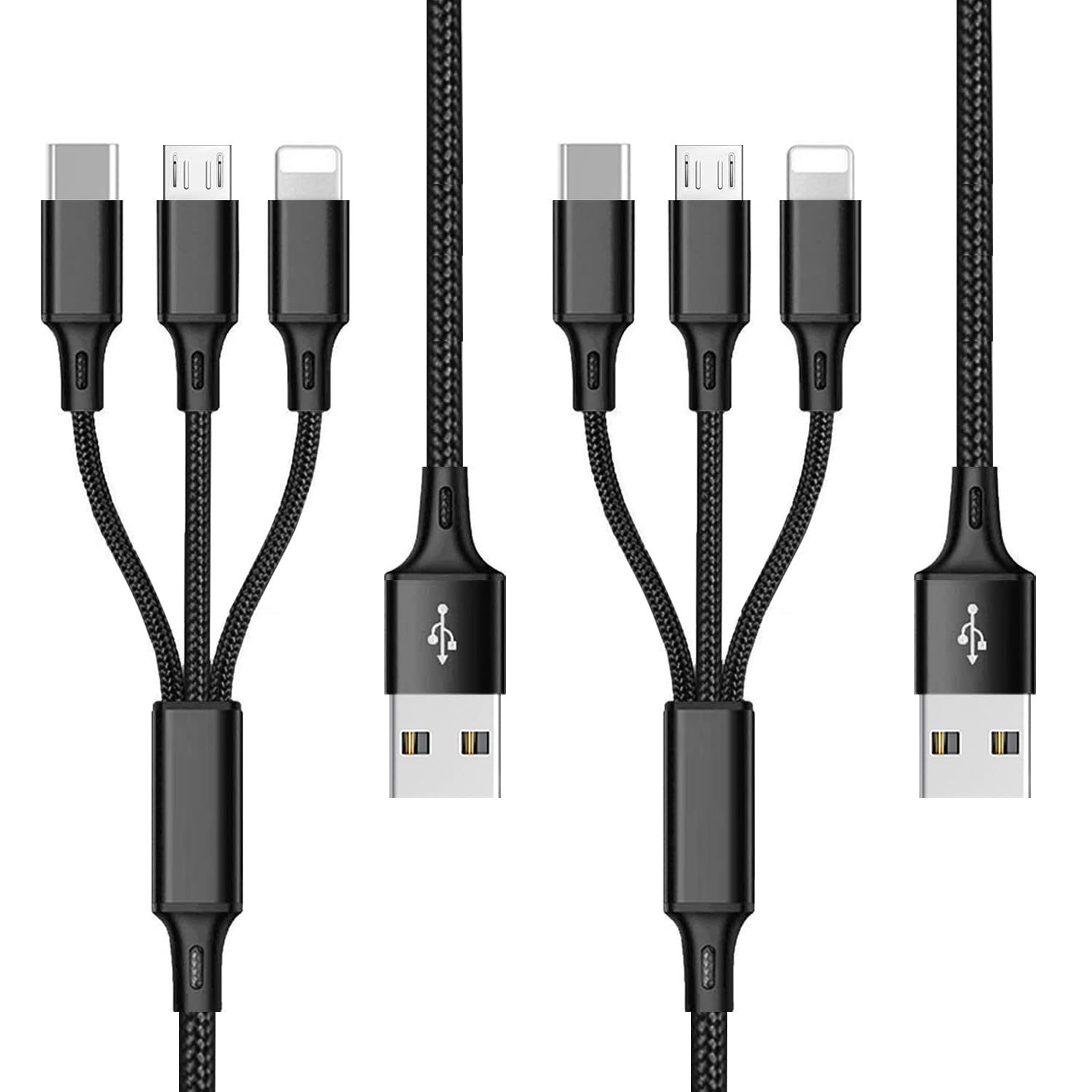 Multi Charging Cable 2 Packs, 3A 3 In 1 Fast Charging Cord,1.25M Nylon Braided M - $18.99