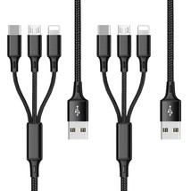 Multi Charging Cable 2 Packs, 3A 3 In 1 Fast Charging Cord,1.25M Nylon Braided M - £15.00 GBP