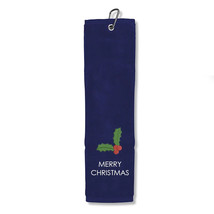 Surprizeshop Merry Christmas Embroidered Terry Cotton Tri Fold Golf Towe... - $17.29