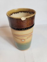 Vintage Hand Made Clay Cup Ceramics Multicolor - $18.86