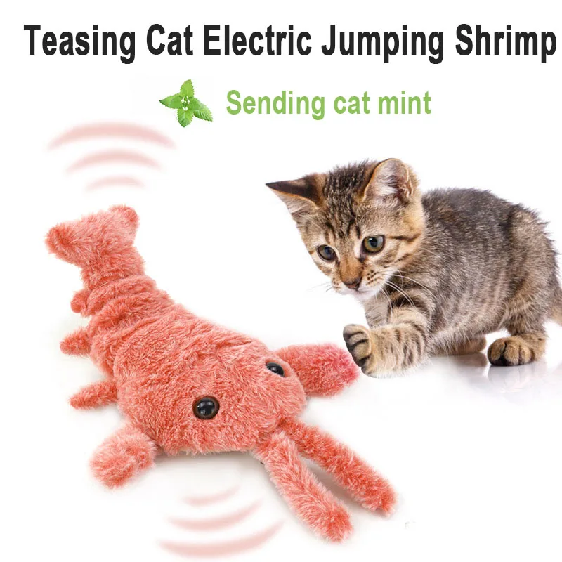 Pet Toy Electric Simulation Lobster Jumping Cat Toy Shrimp Moving Toy USB - £13.00 GBP