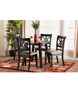 Duncan Modern Beige Fabric and Dark Brown 5-Piece Dining Set - $9,024.13 MXN