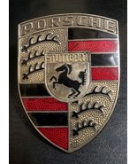 VINTAGE PORSCHE HOOD CREST EMBLEM BADGE 911 911S 912 912E-SILVER BLACK RED - £74.54 GBP