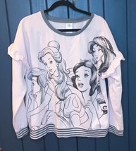 Womens Disney Princesses Pale Pink Sweatshirt XL Ruffled Sleeves Striped... - £7.88 GBP
