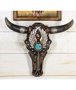 Rustic Western Angel Wings Turquoise Gem Steer Bull Cow Skull Wall Decor... - £39.22 GBP