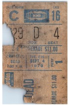 Vintage Grateful Dead Ticket Stub Septembre 4 1979 Madison Carré Jardin Ny - $54.43