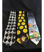 Vintage Lot Of 3 Looney Tunes Ties Warner Bros Stamp Collection Bugs Taz... - $413.80 MXN