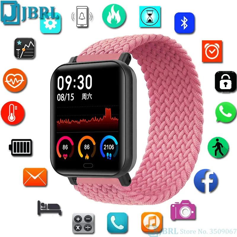 2021 Smart Watch Women Men  Nylon Fabric Strap  Smartwatch Fitness Tracker  Wate - £148.66 GBP